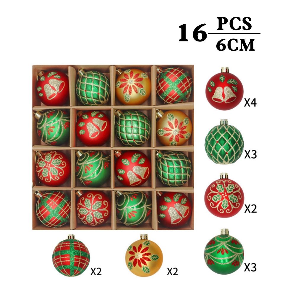 DECORATIONS NOEL ROUGES ET VERTES 16PC
