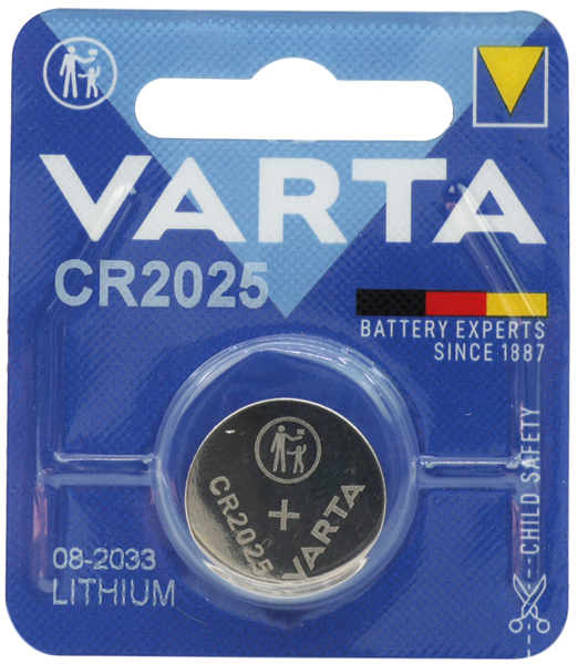 Varta CR2025 1st button battery on card
