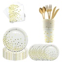[YTG013] Kit Vaisselle de fete doré et ses ballons