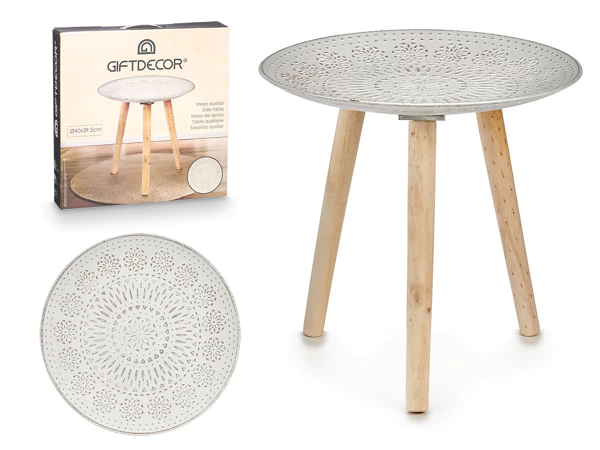 Table en bois de mandala 40cm