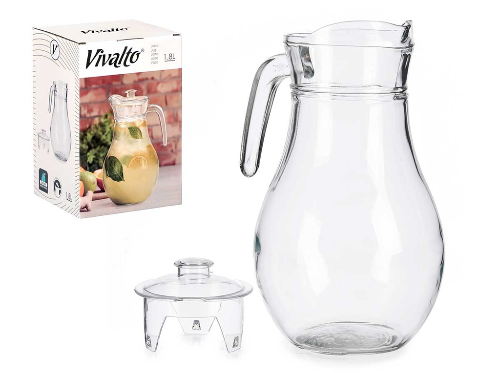 Glass jug transparent lid 1.8lts