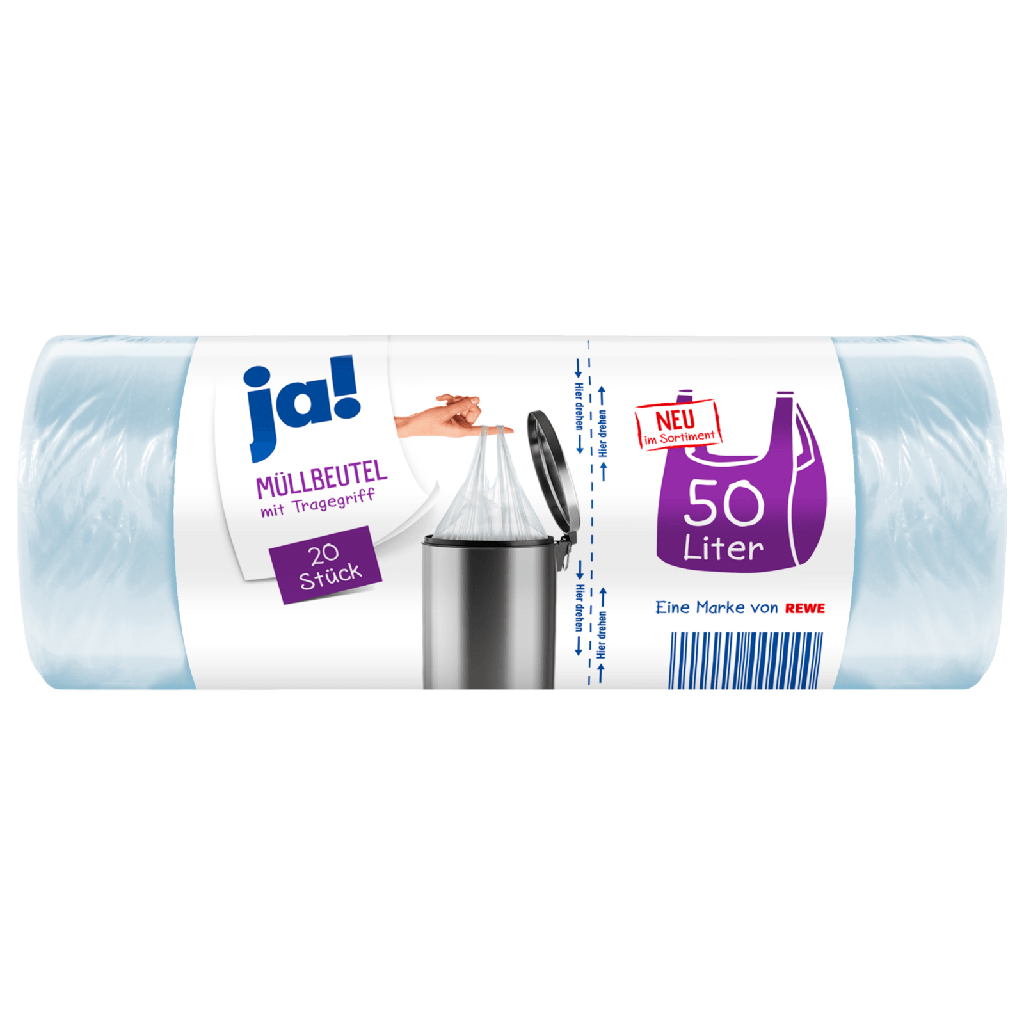 JA! Sacs poubelle 50 litres, rouleau de 20
