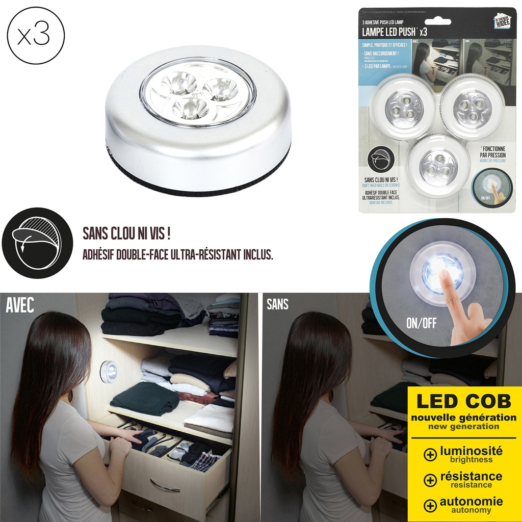 Lampe led push x3