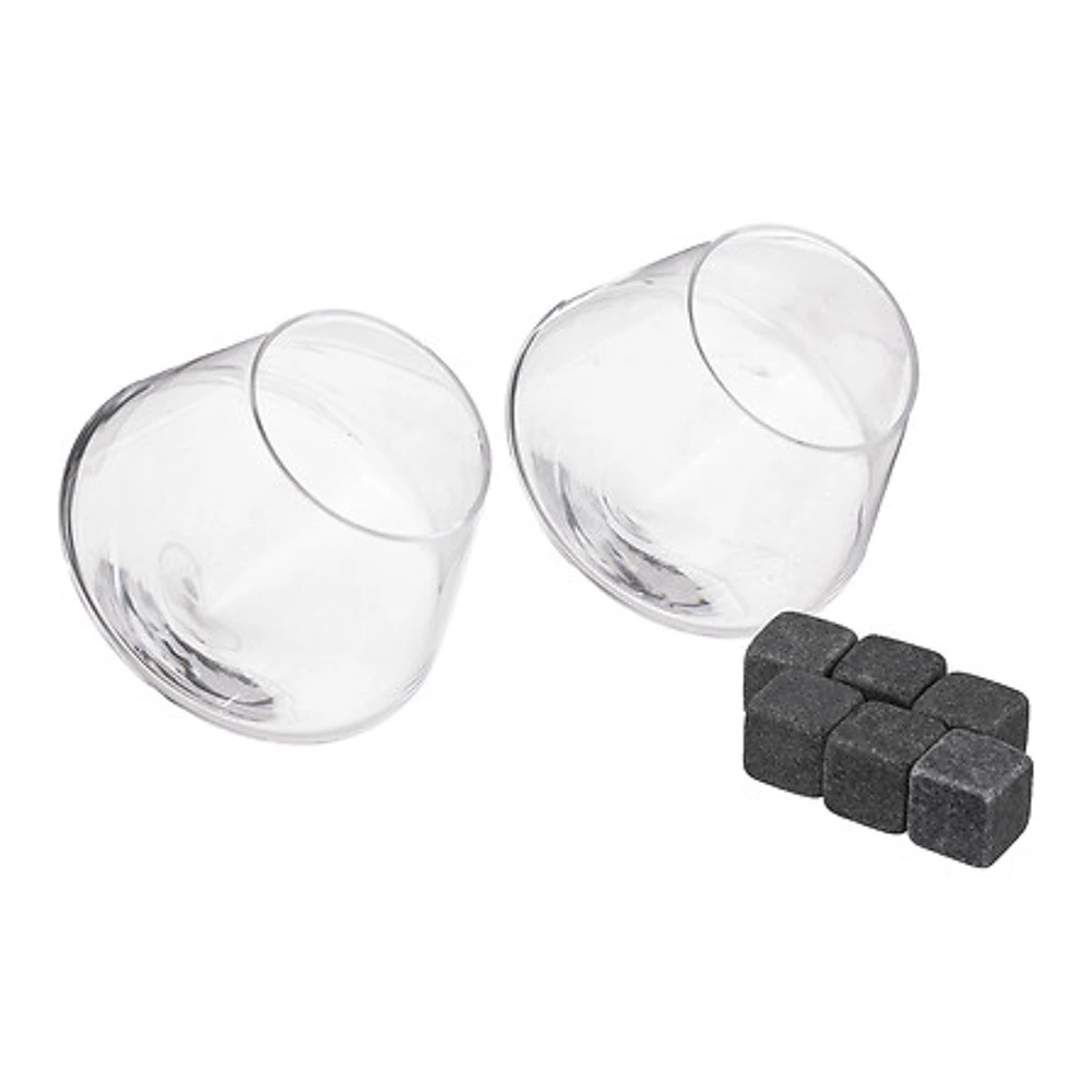 Box of whiskey cups x2 + stones – transparent