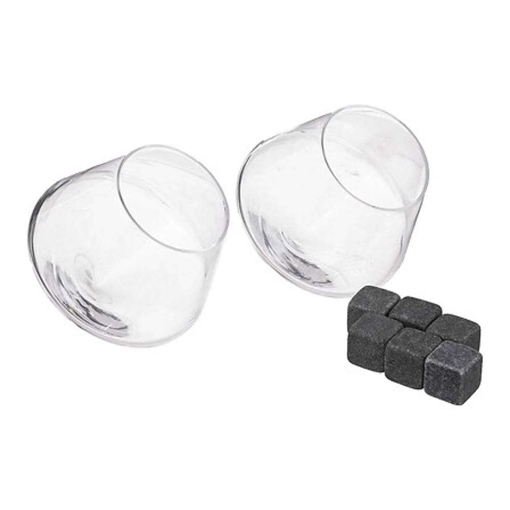 Box of whiskey cups x2 + stones – transparent