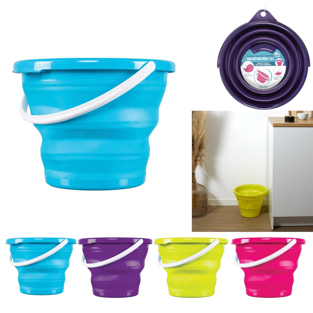 Seau pliable rond 10 L – 4 volets assortis