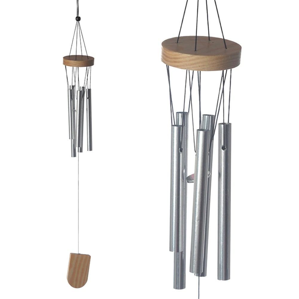 Carillon à vent en bois avec tubes en métal 37 cm
