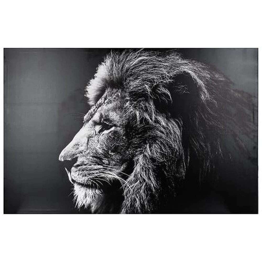 Toile imprimée Lion 78x118 cm – noir et blanc