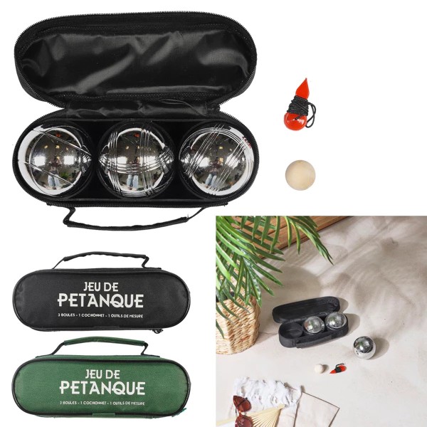 Boule de petanque avec etui, 2-fois assorti