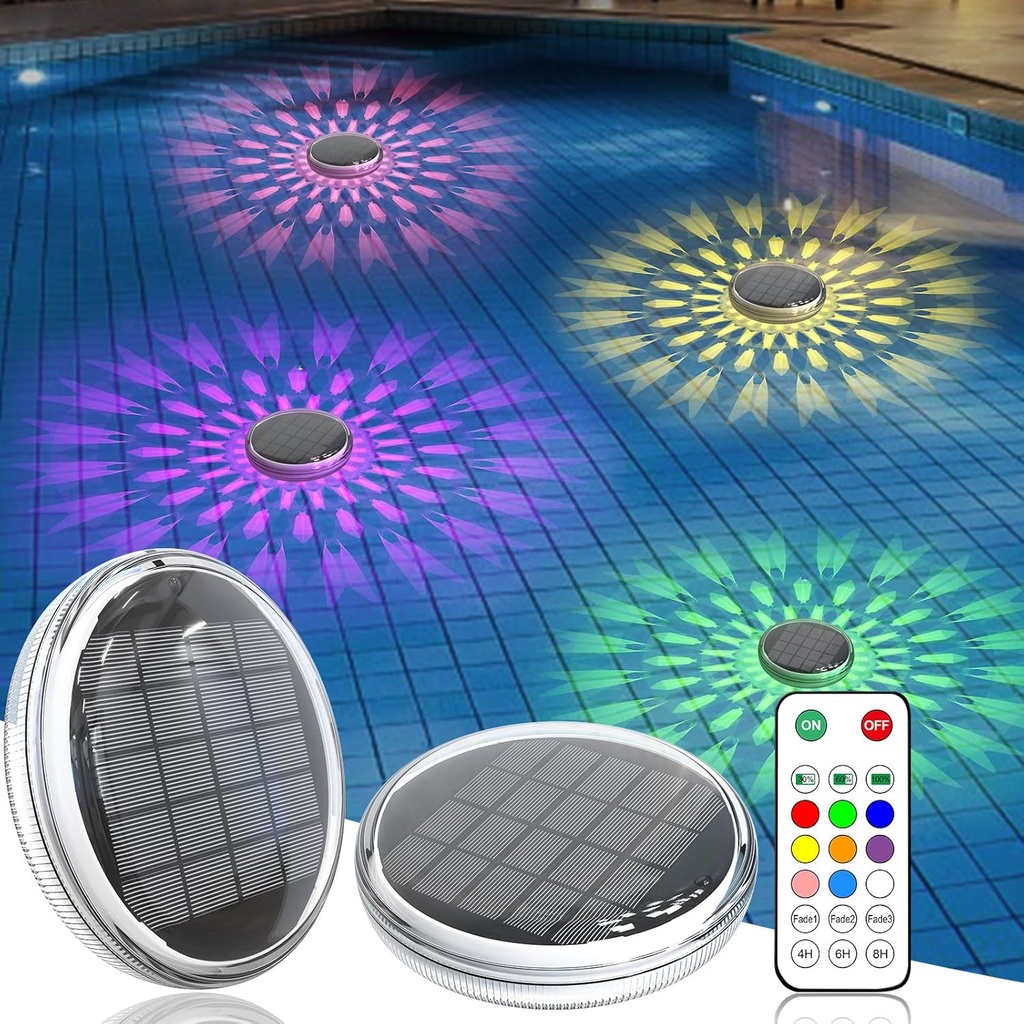 2x Floating RBG swimming pool light beacons