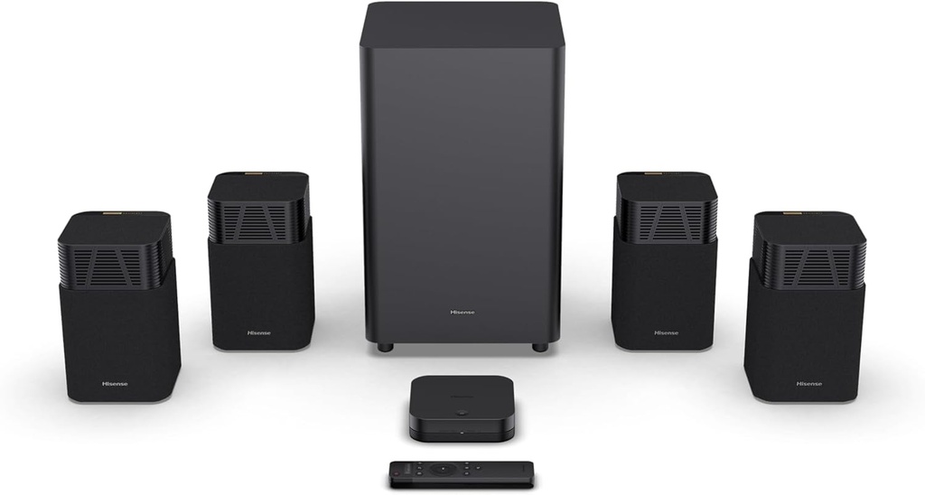 home cinema Hisense Devialet HT Saturn 4.1.2 canaux avec caisson de basses sans fil, Dolby Atmos, DTS:X, Bluetooth 5.3, EzPlay, HDMI 