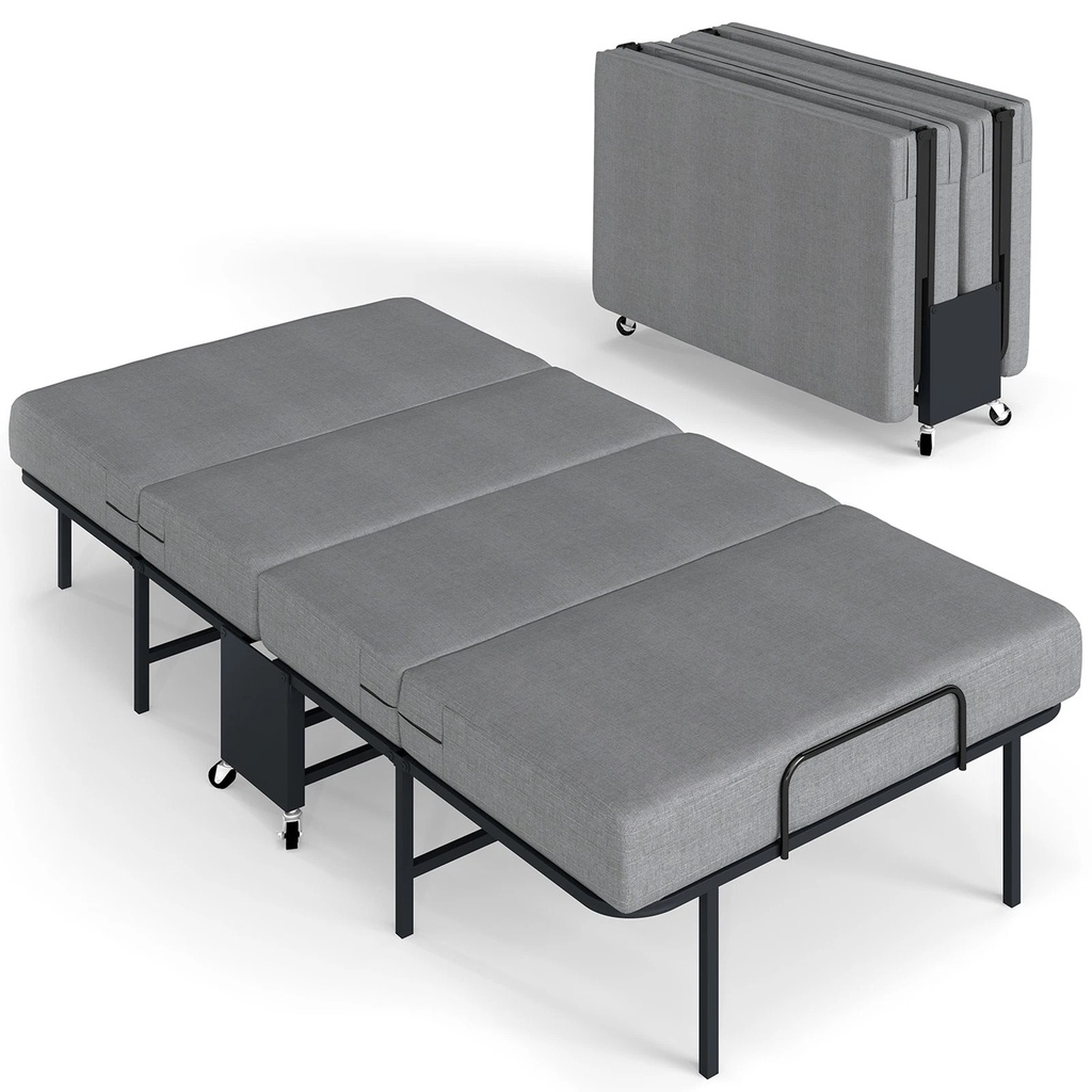 Lit pliant avec matelas – Lit d’appoint 1 place portable