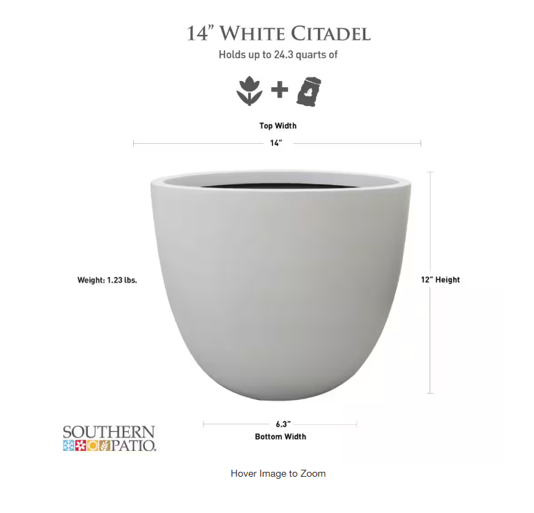 WHITE PLASTIC PLANTER POT 14" - 35.56cm