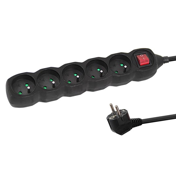 Power strip 5 sockets including 1.5 m black