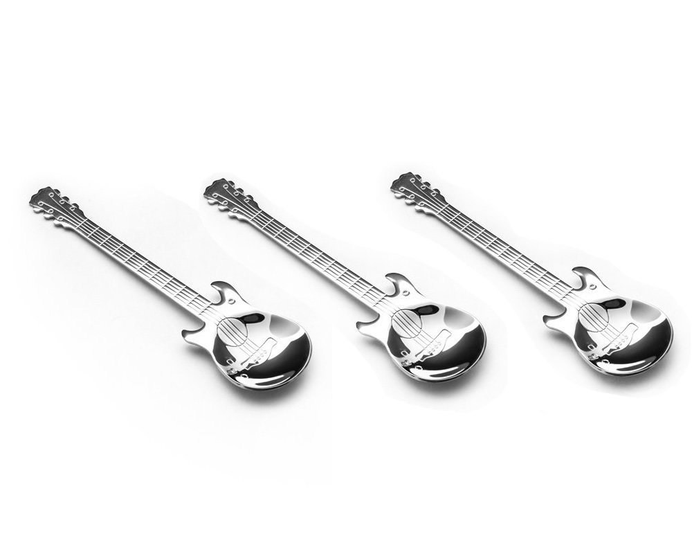 “Guitar” musical spoons – 3 pieces – silver
