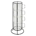 [196448 ZEN35] Rack 4 mugs M Mia 30 cl, transparent