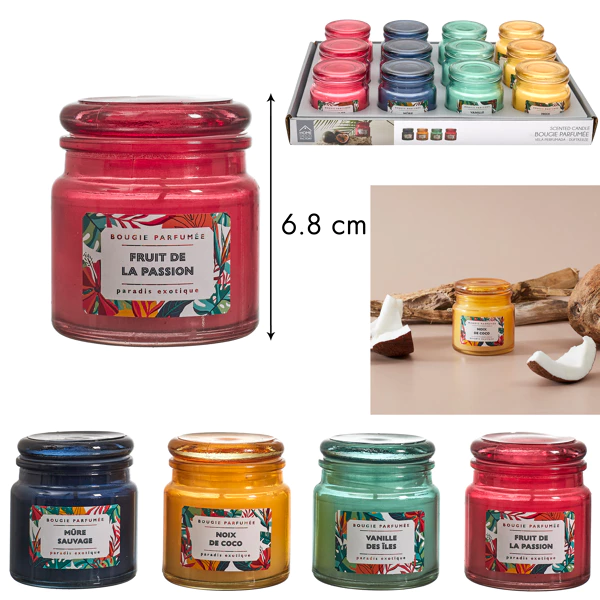 Paradis Exotique scented candle H 6.8 cm, 4 assorted