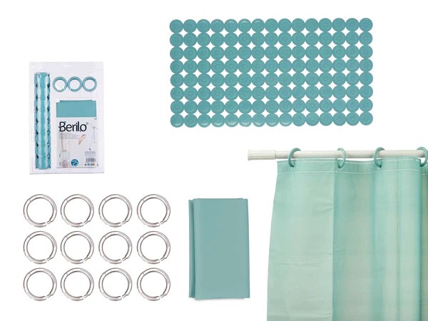 Ensemble rideau de bain et tapis de douche