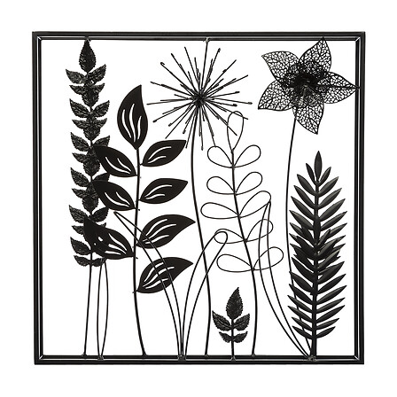 Ella leaf metal wall decor 40x40 cm, black
