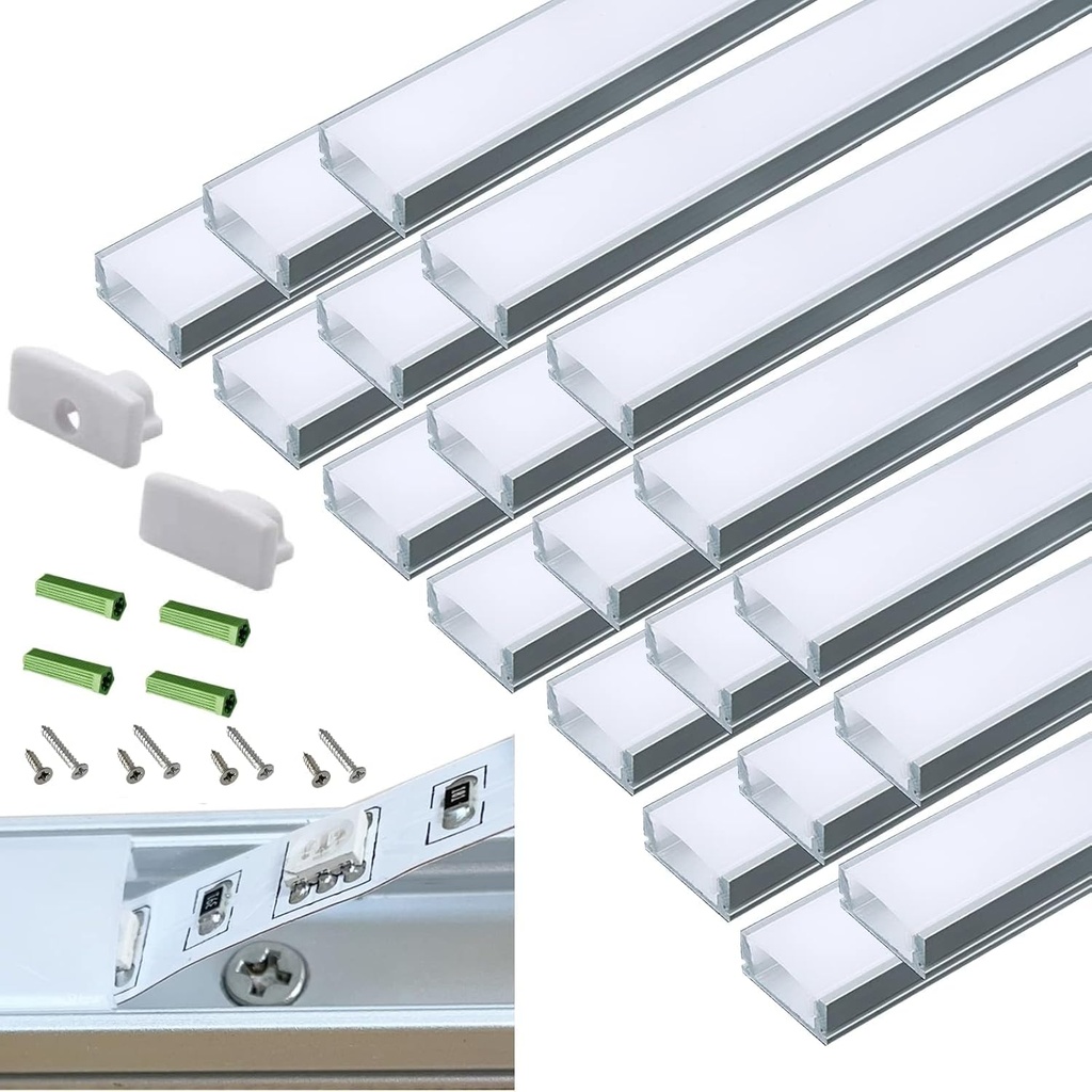 Profile Aluminium LED 1 m avec Diffuseur (Montage Sous Meuble) Baguette 