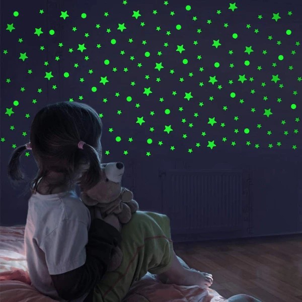 Set of 75 decorative phosphorescent Verzi stickers (Green)