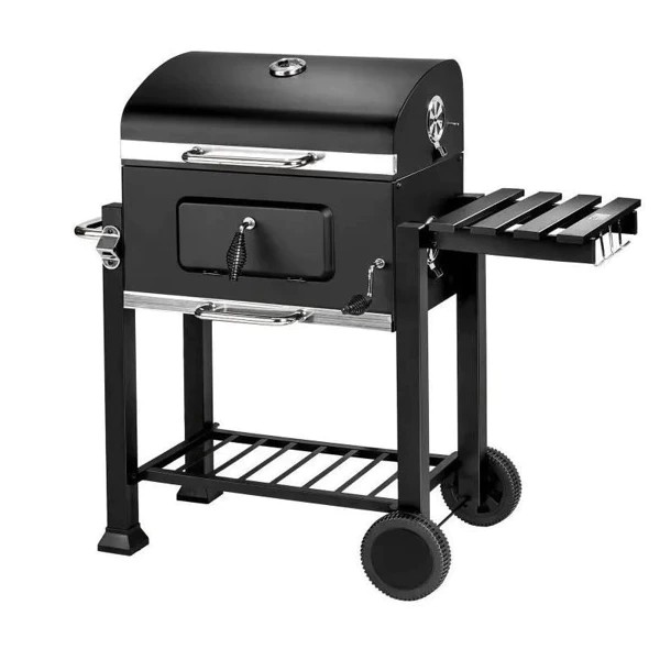 Barbecue au charbon de bois, couvercle rabattable