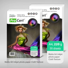 Papier photo A4 texturé tissu matte 200 g,50 pcs Procart