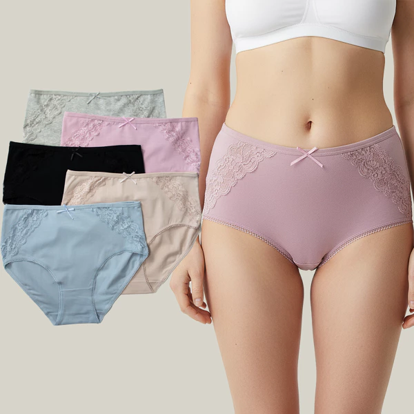 Pack of 5 high-waisted briefs in organic cotton 9105