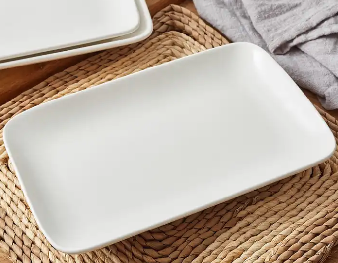 White ceramic rectangular dish - 25.4 cm