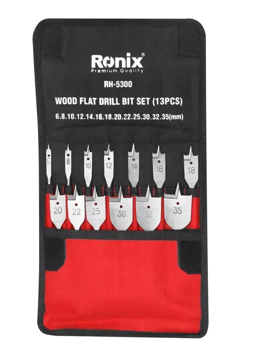 RONIX Wood Flat Drill Bit Set (13 Pieces) RH-5300