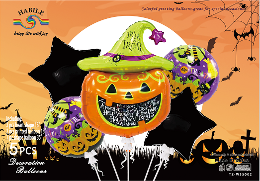 Set of 5 Halloween Helium Balloons