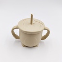 [YY-010 beige] Silicone cup with crushable straw, BPA free (Beige)