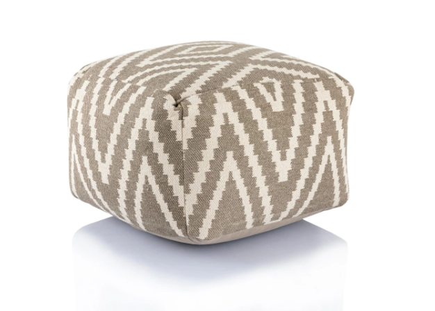 Beige Kilim Cube Pouf