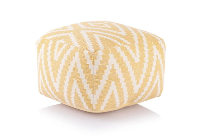 Yellow Kilim Cube Pouf