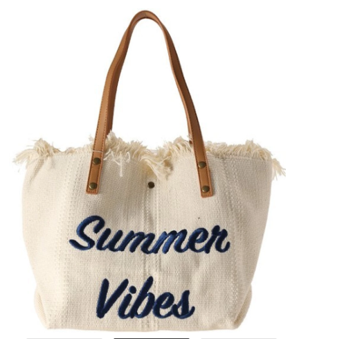 SAC DE PLAGE BOHO A franges crème clair TP11B