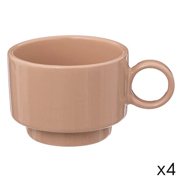 4 Retro Nude Coffee Cups 10cl, Light Pink