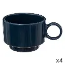 [194151A] 4 tasses Cafe retro bleu 10cl, bleu encre