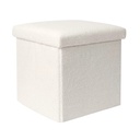 [HD0058] Coffre pouf pliable bouclette blanc