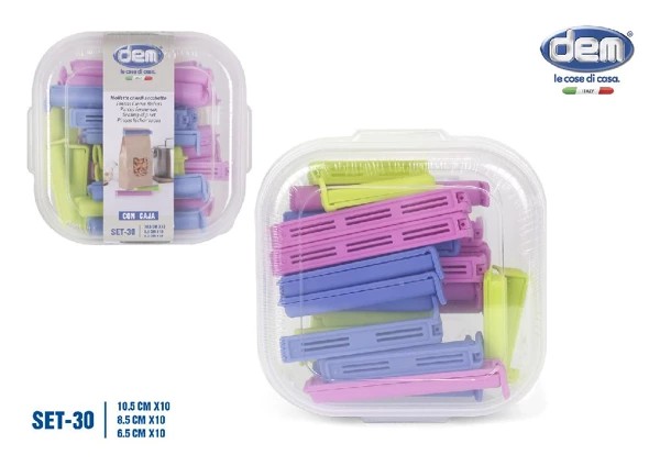 Lot de 30 pinces pour fermeture de sachets avec boite