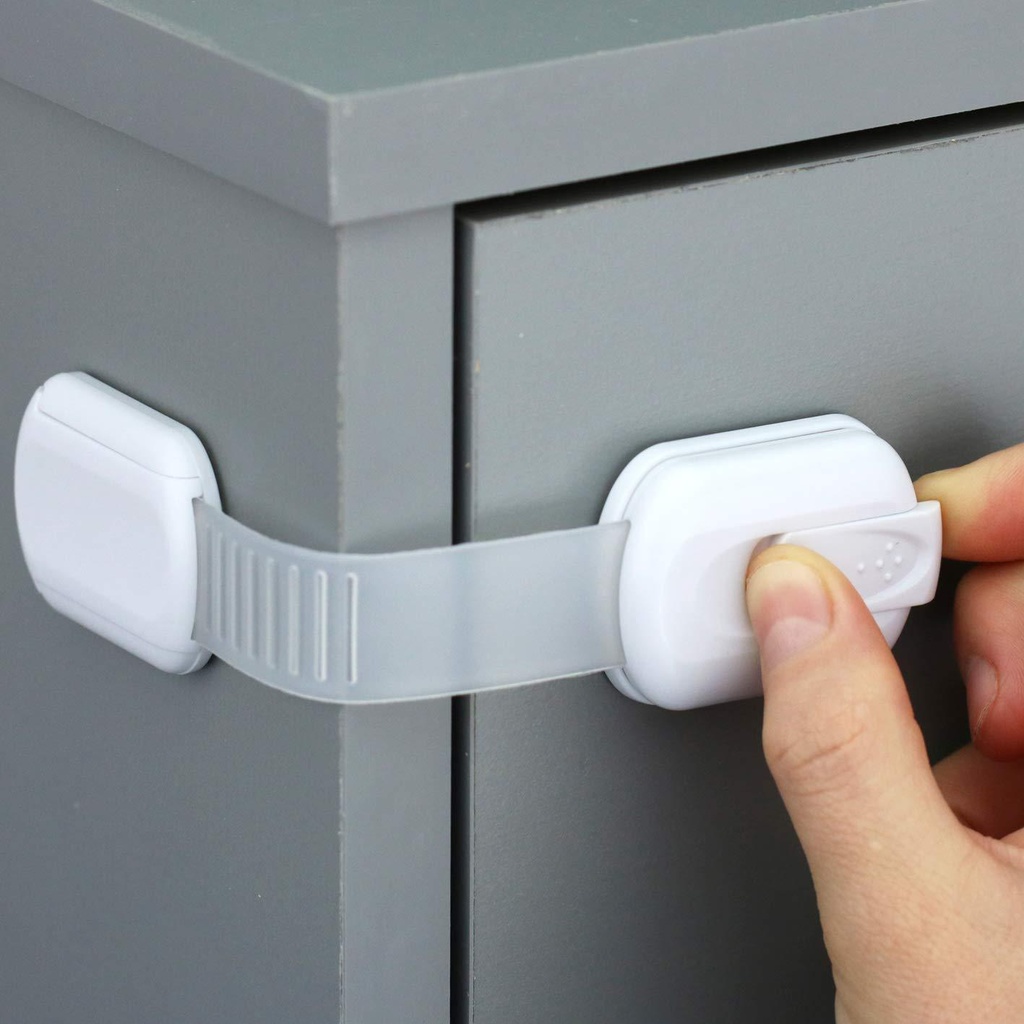 4 sliding security locks for closing drawers, cabinets, doors, etc.