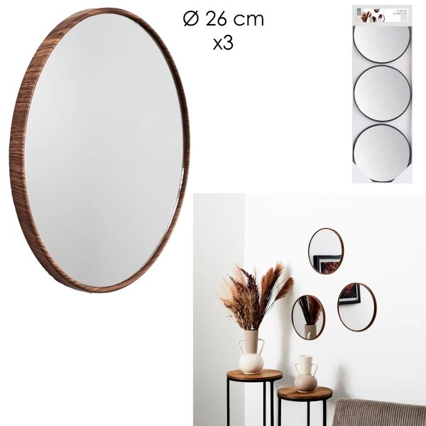 Toronto mirror imitation wood d 26cm x3