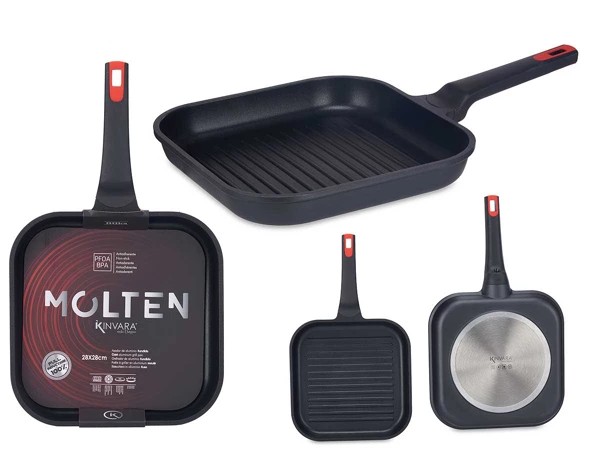 Poele a Griller 28x28cm en fonte à induction complète 