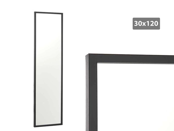 Black frame mirror 30x120cm