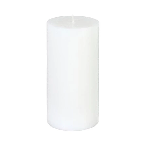 White Olia Round Candle 6.8x14, White