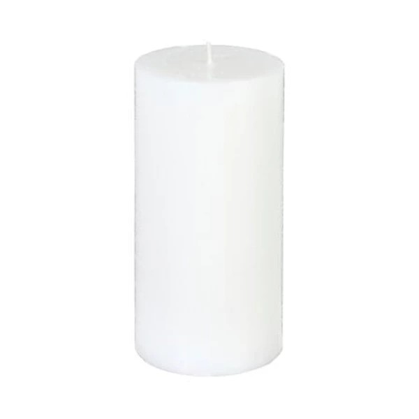 White Olia Round Candle 6.8x14, White