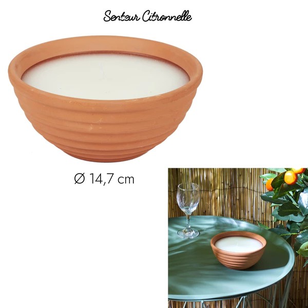 Bougie parfume citronnelle terracotta D14.7cm