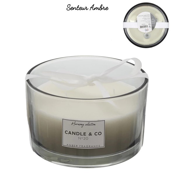 Bougie parfumee 3 meches gris harmony D13cm