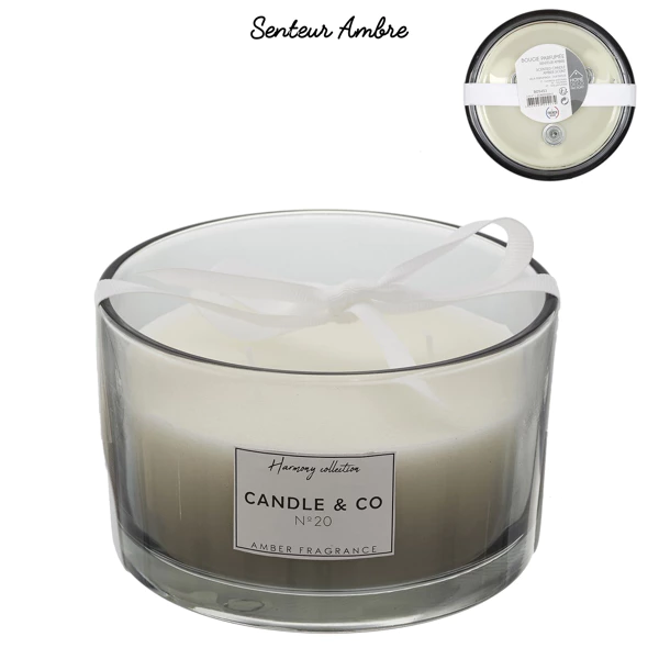 Harmony grey 3-wick scented candle D13cm