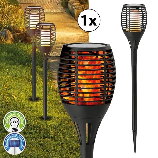 Torche solaire LED XXL torche de jardin noire 75cm