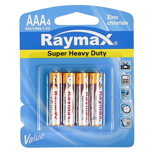 Raymax AAA mini penlite r03 battery 4 pieces zinc